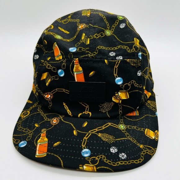 Vans Black Cap with Orange and Gold Ball & Chain Print One Size - Picture 1 of 8